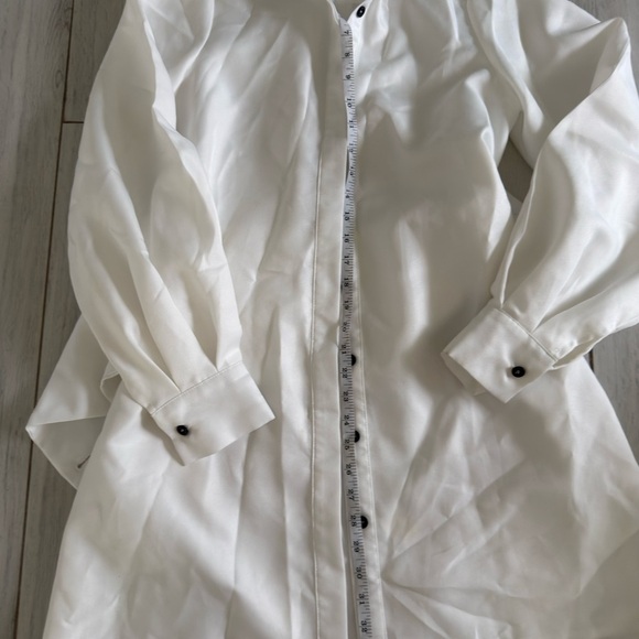 PrettyLittleThing White Long Sleeve Dress with Black Button Accents - Picture 6 of 12